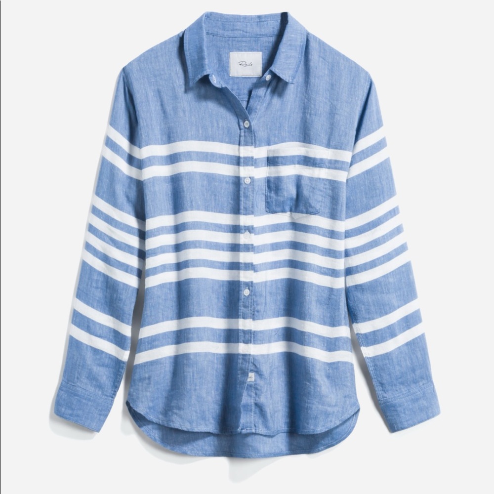 Rails buttondown shirt XS blue white stripe